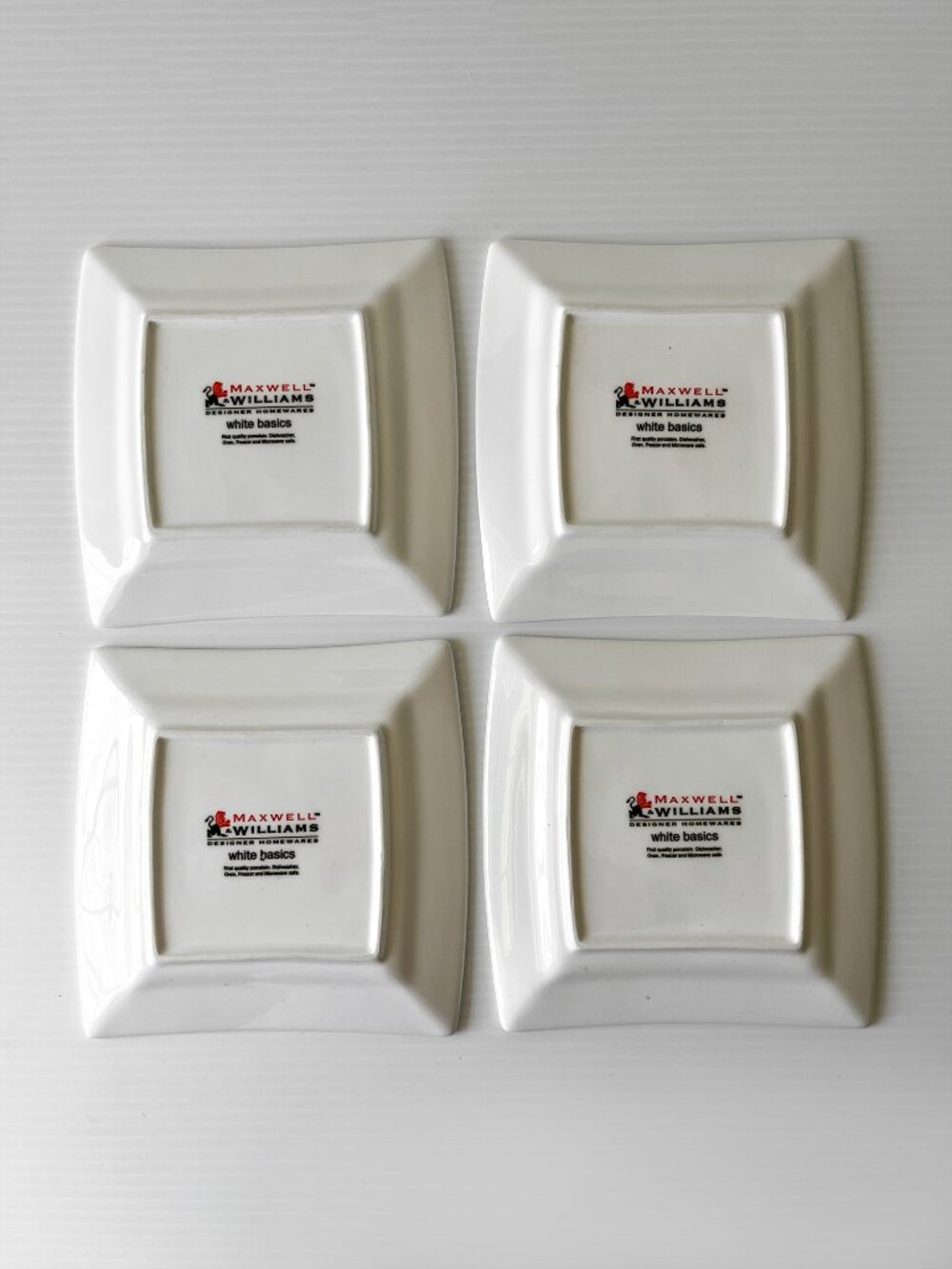 4 Maxwell & Williams White Basics Dinner Plates East Meets West Square 7" - Picture 2 of 4